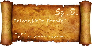 Szloszjár Dezső névjegykártya